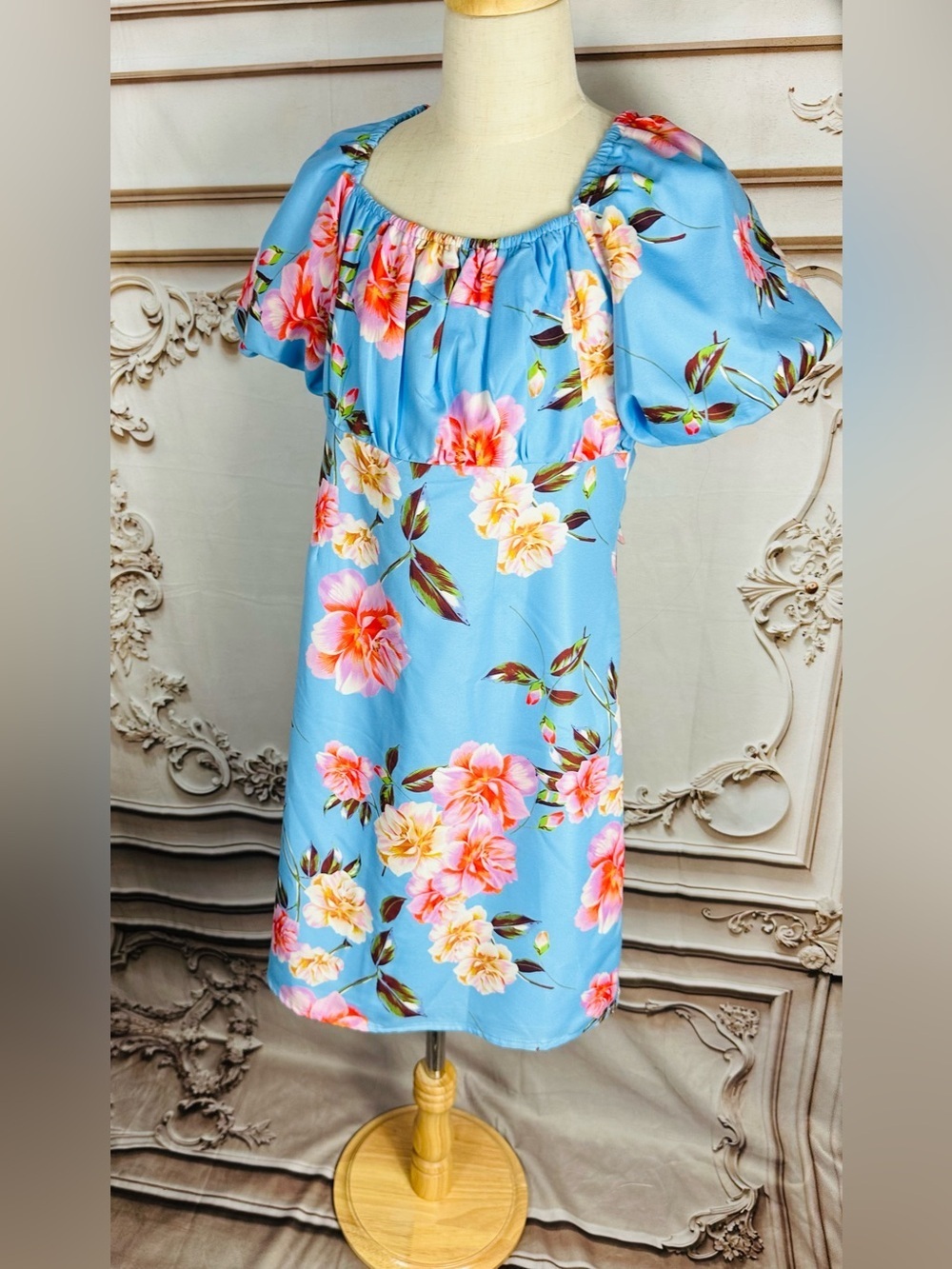 GB girls Light Blue Floral Tie-Shoulder Dress - Picture 3 of 8